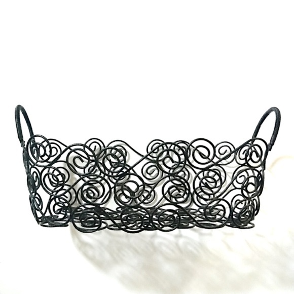 Other - Pounded Metal Circular Pattern Basket - 12" Length